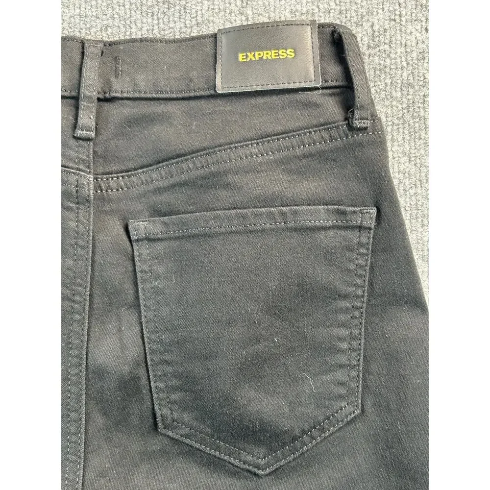 Express Mid Rise Black Skinny Jeans Women's Size 2R Stretch Ankle Pants - Picture 4 of 9